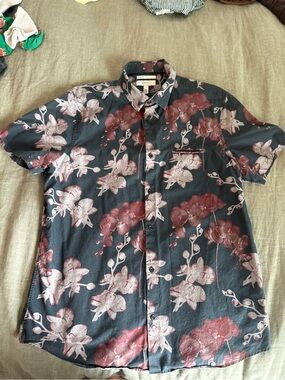 Calibrate Short Sleeve Floral Button-Up Shirt